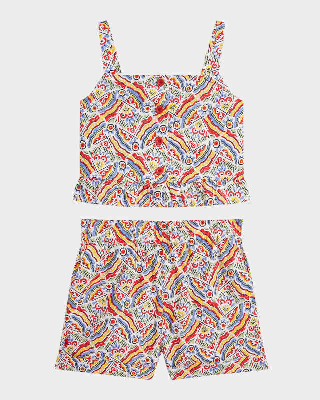 Girl's Riviera Printed Top & Shorts Set, Size 2-